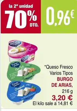 Masymas BURGO DE ARIAS Queso Fresco Varios Tipos oferta