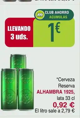 Masymas ALHAMBRA 1925 Cerveza Especial oferta