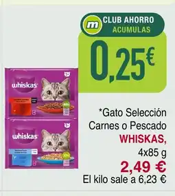 Masymas WHISKAS Gato Selección Carnes o Pescado oferta