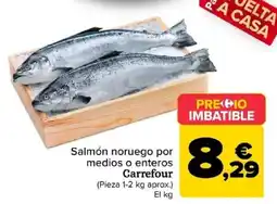 Carrefour Salmón noruego por medios o enteros Carrefour oferta
