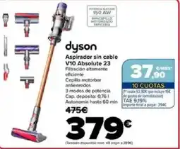 Carrefour DYSON Aspirador sin cable V10 Absolute 23 Filtración oferta