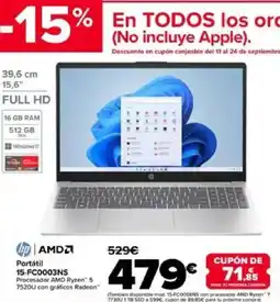 Carrefour Portátil 15-FC0003NS oferta