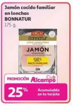 Alcampo BONNATUR Jamón cocido familiar en lonchas oferta