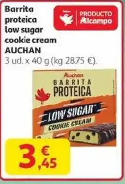 Alcampo AUCHAN Barrita proteica Low sugar cookie cream oferta