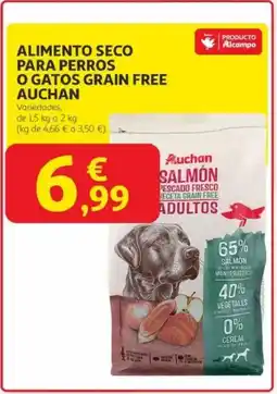 Alcampo AUCHAN Alimento seco para perros o gatos grain free oferta