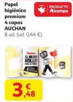 Alcampo AUCHAN Papel higiénico premium 4 capas oferta