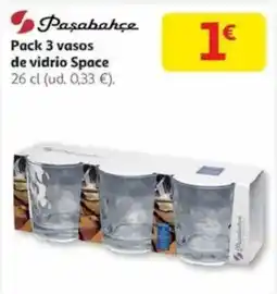 Alcampo Pack 3 vasos de vidrio Space oferta