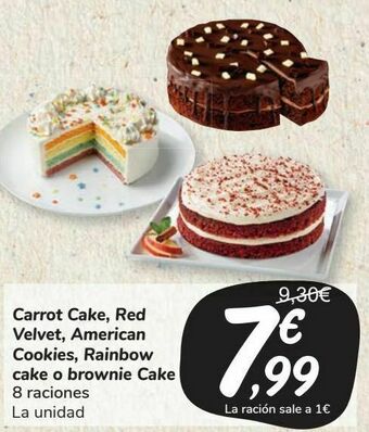 Carrefour Market Carrot cake, red velvet, american cookies, rainbow cake o brownie cake oferta