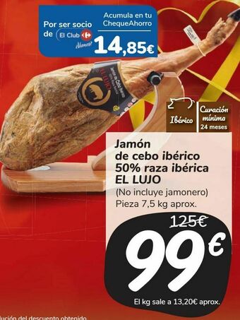 Carrefour Market Jamón de cebo ibérico 50% raza ibérica el lujo oferta