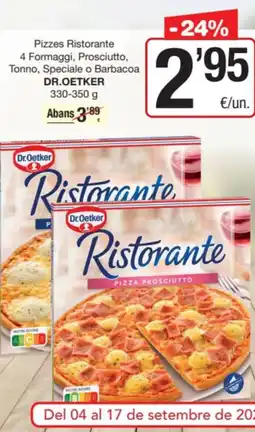 SPAR Fragadis DR OETKER Pizzes Ristorante 4 Formaggi, Prosciutto, Tonno, Speciale o Barbacoa oferta
