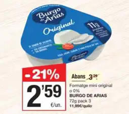SPAR Fragadis BURGO DE ARIAS Formatge mini original 0% oferta