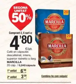 SPAR Fragadis MARCILLA Cafè en capsules descafeïnat, intens, superior ristretto o llarg oferta