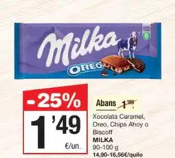 SPAR Fragadis MILKA Xocolata Caramel, Oreo, Chips Ahoy o Biscoff oferta