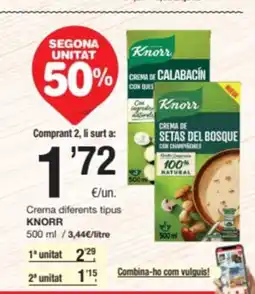 SPAR Fragadis KNORR Crema diferents tipus oferta