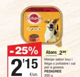 SPAR Fragadis PEDIGREE Menjar sabor bou i fetge o pollastre i xai per a gossos oferta