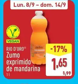 ALDI RIO D'ORO Zumo exprimido de mandarina oferta
