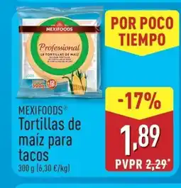 ALDI MEXIFOODS Tortillas de maiz tacos oferta