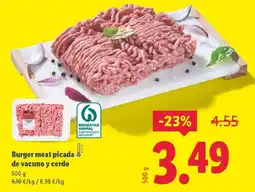 Lidl Burger meat picada de vacuno y cerdo oferta