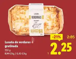 Lidl Lasaña de verduras gratinada oferta