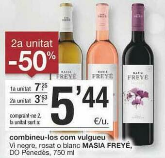 BonpreuEsclat 2a Unitat -50% Vi Negre Rosat O Blanc Masia Freyé Do Penedès oferta
