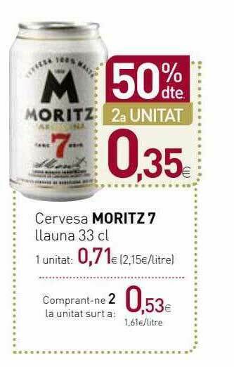 Condis 50% Dte. 2a Unitat Cervesa Moritz 7 oferta