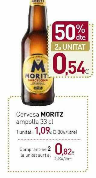 Condis 50% Dte. 2a Unitat Cervesa Moritz oferta
