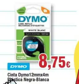 Hiper FROIZ DYMO Cinta 12mmx4m Plástica Negra-Blanca oferta