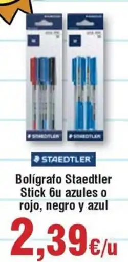 Hiper FROIZ STAEDTLER Bolígrafo Stick 6u azules o rojo, negro y azul oferta
