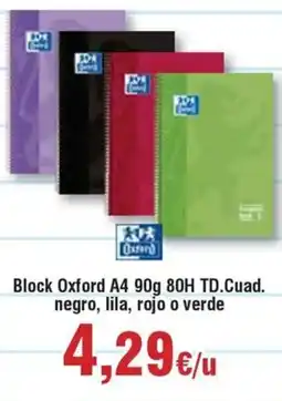 Hiper FROIZ OXYFORD Block A4 90g 80H TD.Cuad. negro, lila, rojo o verde oferta