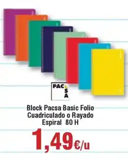 Hiper FROIZ Block Pacsa Basic Folio Cuadriculado o Rayado Espiral 80 H oferta