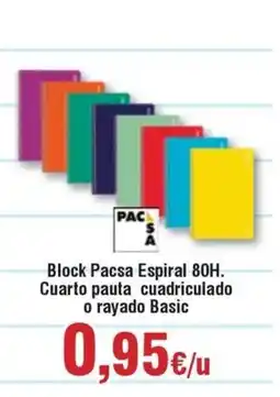 Hiper FROIZ Block Pacsa Espiral 80H. Cuarto pauta cuadriculado o rayado Basic oferta