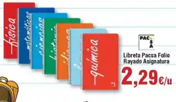 Hiper FROIZ Libreta Pacsa Folio Rayado Asignatura oferta