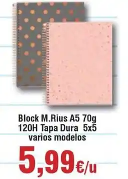 Hiper FROIZ Block M.Rius A5 120H Tapa Dura 5x5 varios modelos oferta