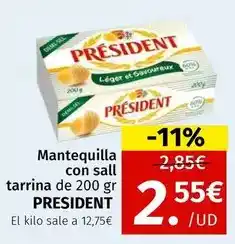 Maskom Supermercados Président - mantequilla con sall tarrina de 200 gr oferta