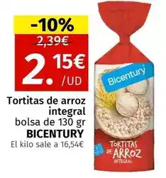 Maskom Supermercados Bicentury - tortitas de arroz integral oferta
