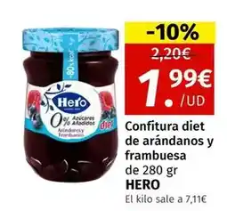 Maskom Supermercados Hero - confitura diet de arandanos y frambuesa oferta