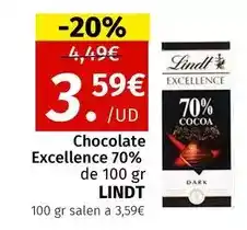 Maskom Supermercados Lindt - chocolate excellence 70% oferta