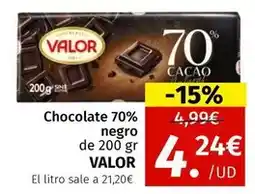 Maskom Supermercados Valor - chocolate 70% negro de 200 gr oferta