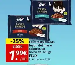 Maskom Supermercados Purina - felix tasty shreds festin del mar o sabores en bolsa de 320 gr oferta