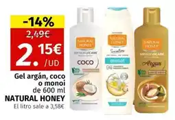 Maskom Supermercados Natural honey - gel argan/ coco o monoi oferta