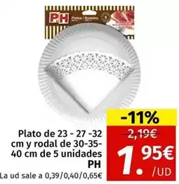 Maskom Supermercados Plato de 23-26-32 cm y rodal 30-35-40 cm de 5 unidades ph oferta