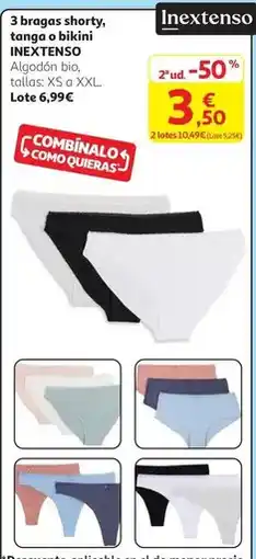 Alcampo Inextenso - 3 bragas shorty, tanga o bikini oferta