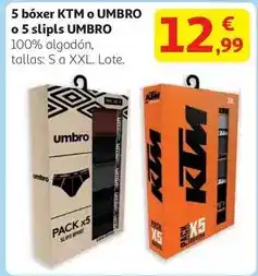 Alcampo Ktm/umbro - 5 boxer o 5 slips oferta