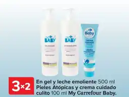Carrefour En gel y leche emoliente 500 ml Pieles Atópicas y crema cuidado culito My Carrefour Baby. oferta