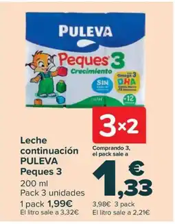 Carrefour PULEVA Leche continuación Peques 3 oferta