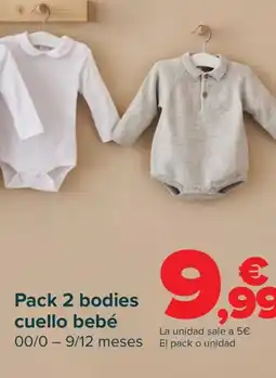 Carrefour Pack 2 bodies cuello bebé oferta