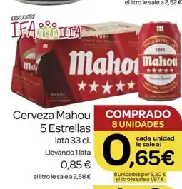 Supermercados El Jamón MAHOU 5 ESTRELLAS Cerveza oferta