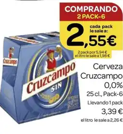 Supermercados El Jamón CRUZCAMPO Cerveza oferta