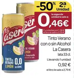 Supermercados El Jamón LA CASERA Tinto Verano con o sin Alcohol oferta