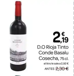 Supermercados El Jamón D.O Rioja Tinto Conde Basalu Cosecha oferta